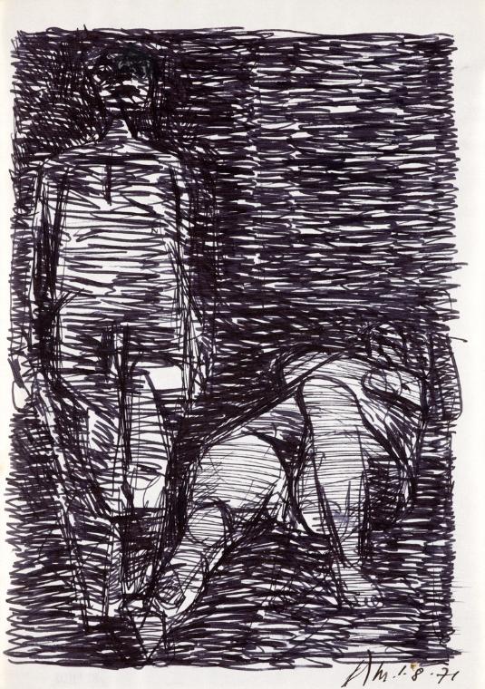 Paul Meissner, Zwei Akte, 1971, Tusche auf Papier, 29,9 × 21,2 cm, Belvedere, Wien, Inv.-Nr. 11…