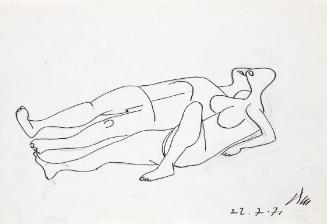 Paul Meissner, Zwei liegende Akte, 1971, Tusche, Bleistift auf Papier, 21 × 29,9 cm, Belvedere,…