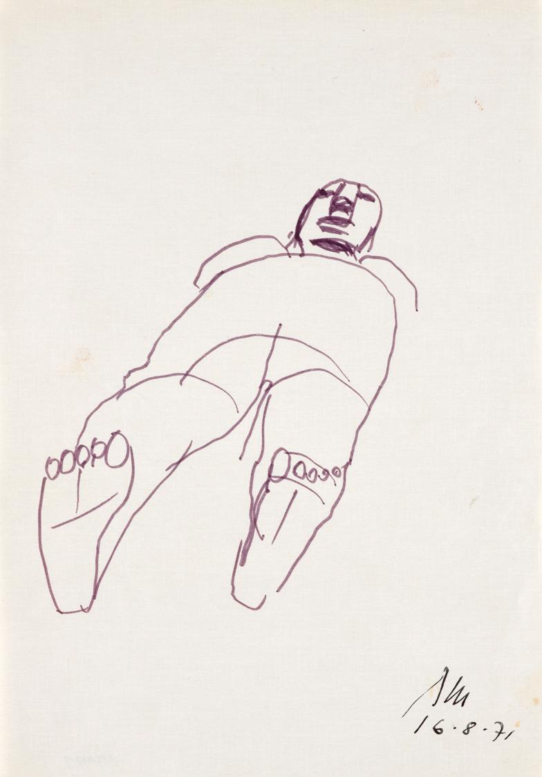 Paul Meissner, Liegender Akt, 1971, Filzstift auf Papier, 29,9 × 21,2 cm, Belvedere, Wien, Inv.…