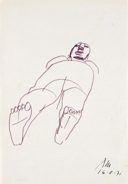 Paul Meissner, Liegender Akt, 1971, Filzstift auf Papier, 29,9 × 21,2 cm, Belvedere, Wien, Inv.…