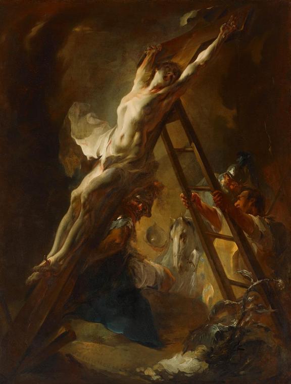 Franz Anton Maulbertsch, Die Kreuzaufrichtung, um 1757/1758, Öl auf Leinwand, 147 x 113 cm, Bel…