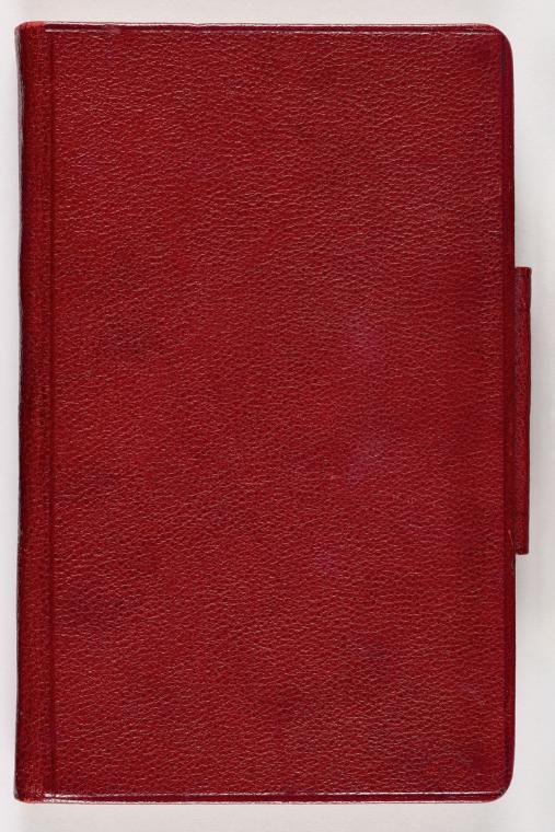 Gustav Klimt, Einband rotes Skizzenbuch aussen Vorderseite, 1898, In rotes Leder gebundenes Büc…