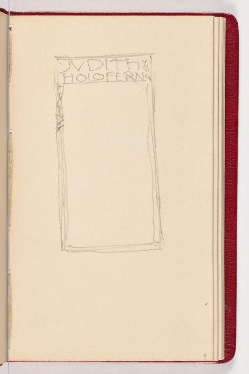 Gustav Klimt, Seite 9, 1898, In rotes Leder gebundenes Büchlein, Zeichnungen und Notizen mit Bl ...