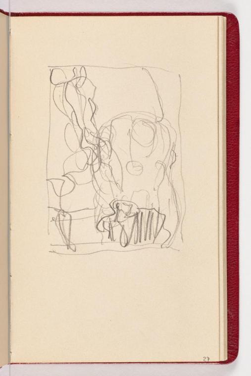 Kompositionsskizze zu Die Philosophie. Weitere Studie zur Figuren- und Massenverteilung, vor allem der Figurengruppe links, aber noch ohne Ausarbeitung von konkreten Figuren.