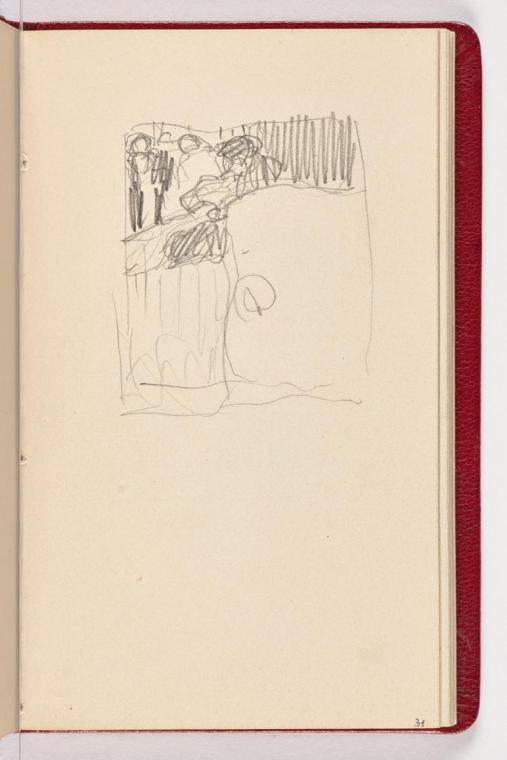 Ideenskizze mit sitzenden Damen in Polstersesseln im Hintergrund. Im Anschluss an Seite 23.