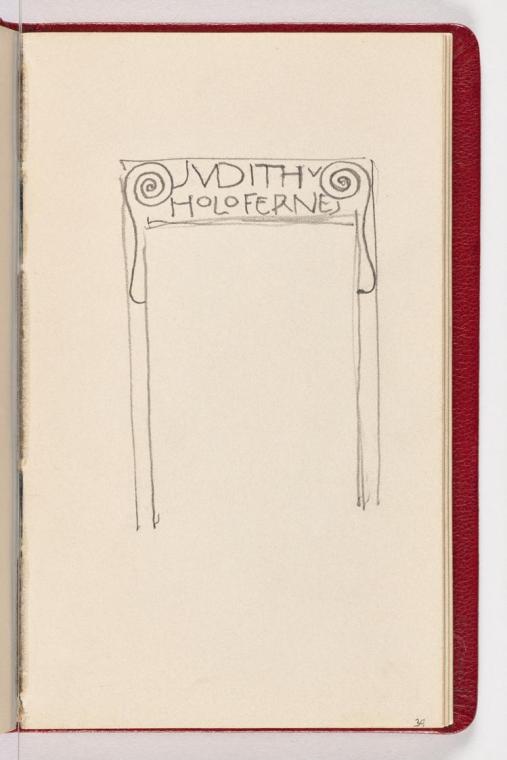 Gustav Klimt, Seite 39, 1898, In rotes Leder gebundenes Büchlein, Zeichnungen und Notizen mit B…