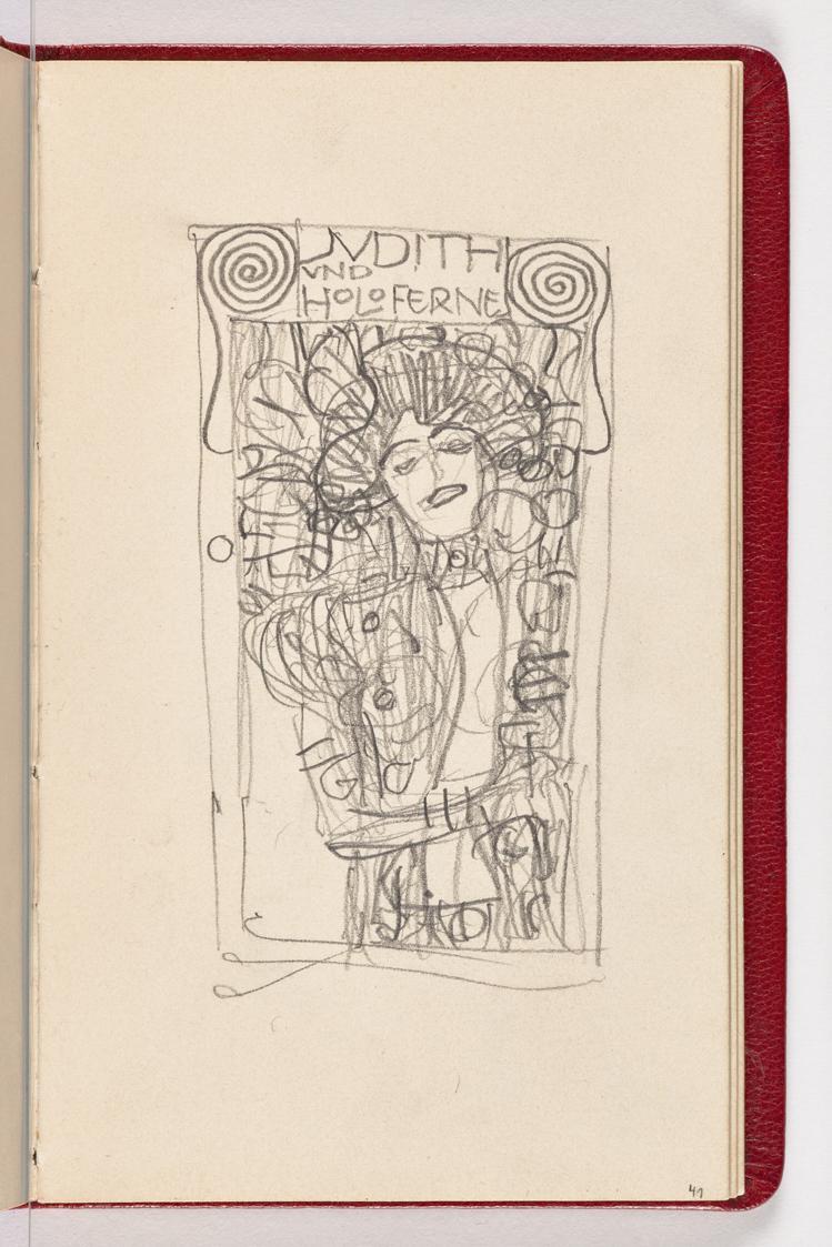 Gustav Klimt, Seite 41, 1898, In rotes Leder gebundenes Büchlein, Zeichnungen und Notizen mit B ...