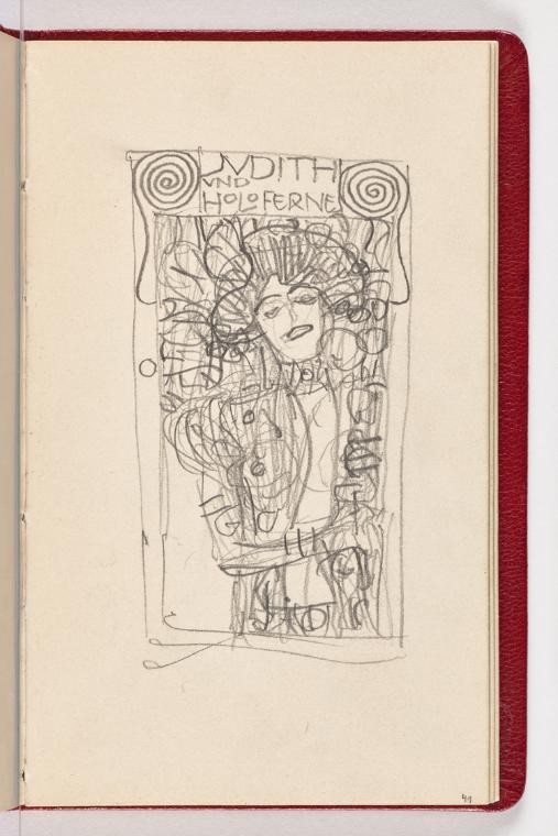 Gustav Klimt, Seite 41, 1898, In rotes Leder gebundenes Büchlein, Zeichnungen und Notizen mit B…