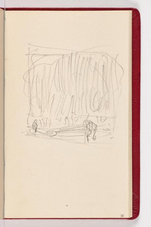 Skizze einer Landschaft mit Bäumen (?)