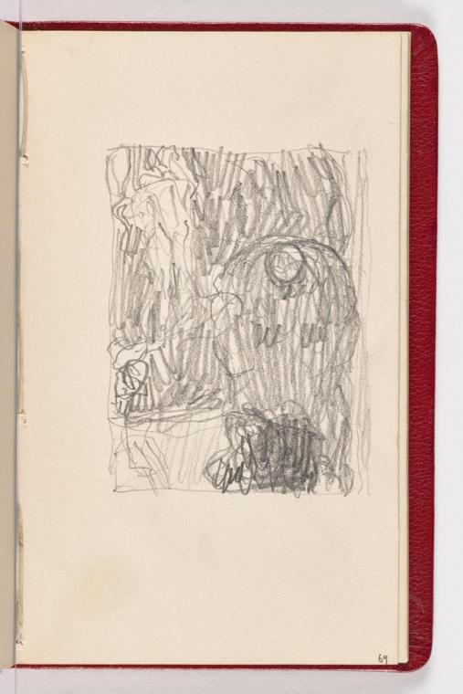 Entwurfsskizze zu Die Philosophie. Studie zur Hell-Dunkel-Verteilung mit besonderem Fokus auf der Weltkugel.