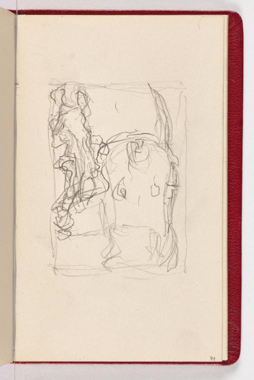 Entwurfsskizze zu Die Philosophie. Um die Figurengruppe des Elternpaares sind erstmals zahlreiche weitere Figuren angedeutet.