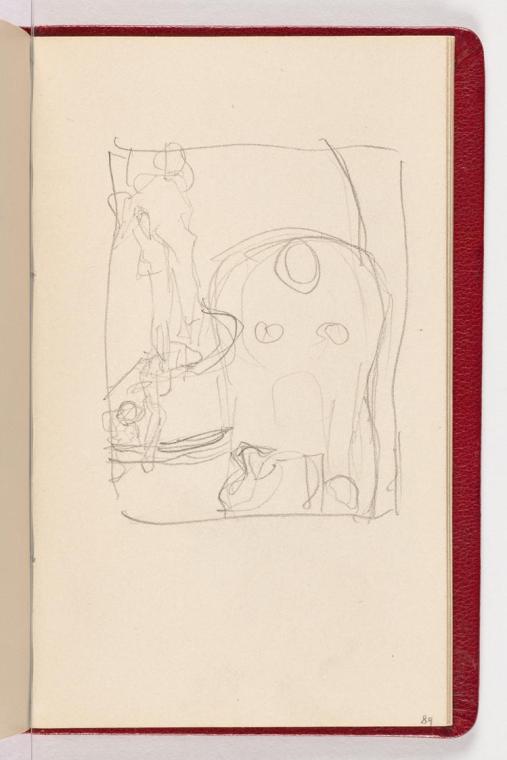 Gustav Klimt, Seite 89, 1898, In rotes Leder gebundenes Büchlein, Zeichnungen und Notizen mit B ...