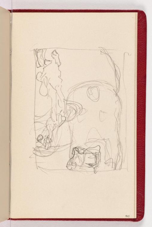 Gustav Klimt, Seite 101, 1898, In rotes Leder gebundenes Büchlein, Zeichnungen und Notizen mit  ...