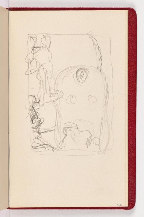 Gustav Klimt, Seite 107, 1898, In rotes Leder gebundenes Büchlein, Zeichnungen und Notizen mit  ...