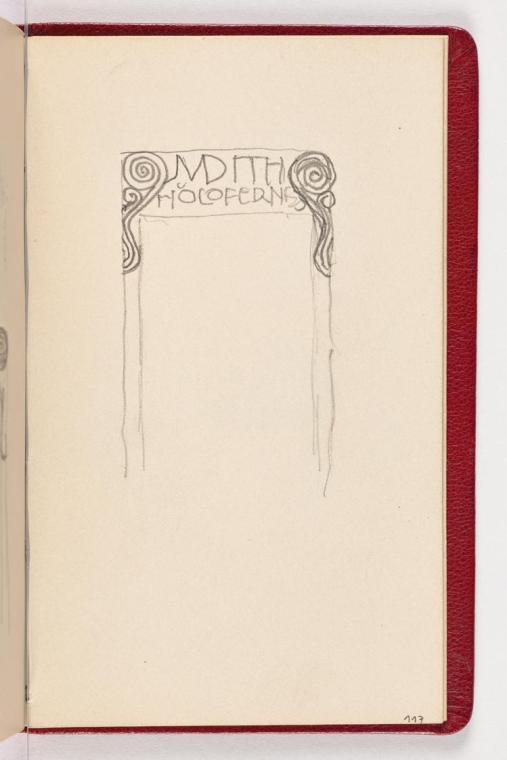 Entwurf zum Rahmen von Judith. Weitere Variante mit je einer großen und einer kleinen nach außen drehenden Volute.