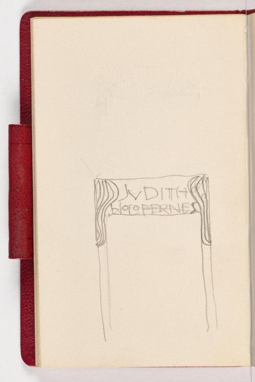Entwurf zum Rahmen von Judith. Nun wieder mit dem ondulierenden Linienornament anstelle der Volutenlösung der vorangehenden Entwürfe.