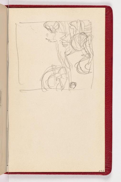 Gustav Klimt, Seite 143, 1898, In rotes Leder gebundenes Büchlein, Zeichnungen und Notizen mit  ...