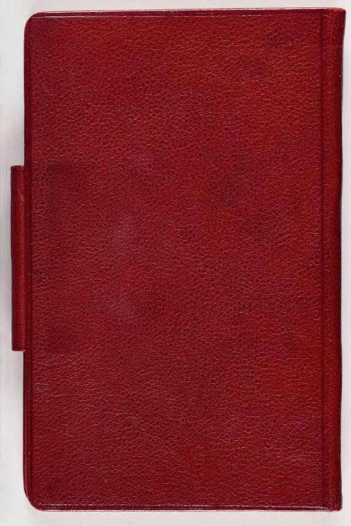 Einband rotes Skizzenbuch aussen Rückseite