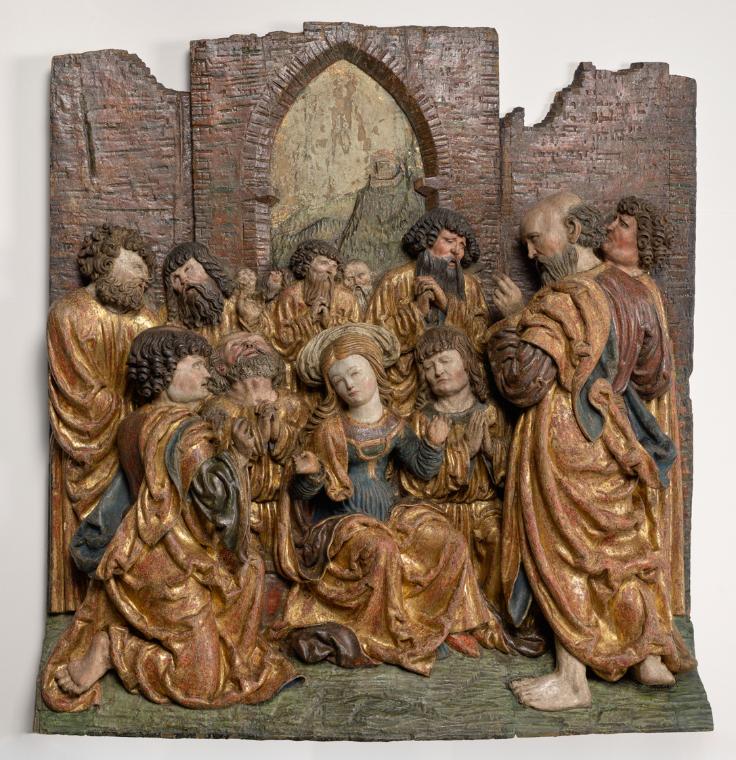Meister von Irrsdorf, Herabkunft des Heiligen Geistes (Pfingstfest), um 1520, Lindenholz mit al…