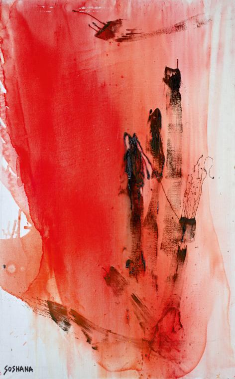 Soshana, Red Fantasy, 1960, Öl auf Leinwand, ungerahmt: 130 × 81 × 2,5 cm, Belvedere, Wien, Inv…