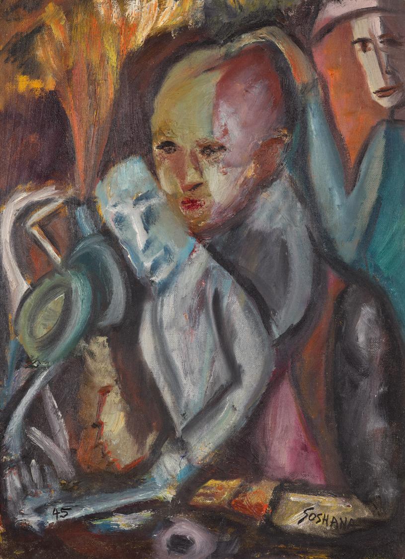 Soshana, Robot and Worker, 1945, Öl auf Leinwand, 40 × 29 cm, Belvedere, Wien, Inv.-Nr. 12076