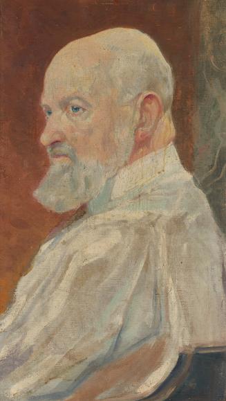 Franz Hejda, Porträt des Bildhauers Wilhelm Hejda, der Vater des Künstlers, um 1925, Öl auf Lei…