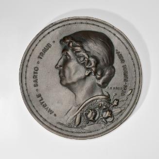 Franz Hejda, Myrtle Barto Traub, 1936, Bronzeplakette, 26 × 1,5 cm, Belvedere, Wien, Inv.-Nr. 1…