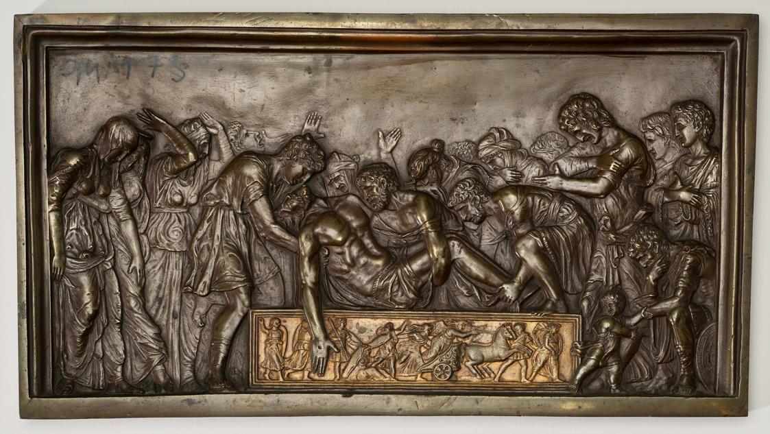 Wilhelm Hejda, Kopie nach Andrea Mantegnas Bronzerelief Grablegung Christi, um 1890, Bronze, 24…