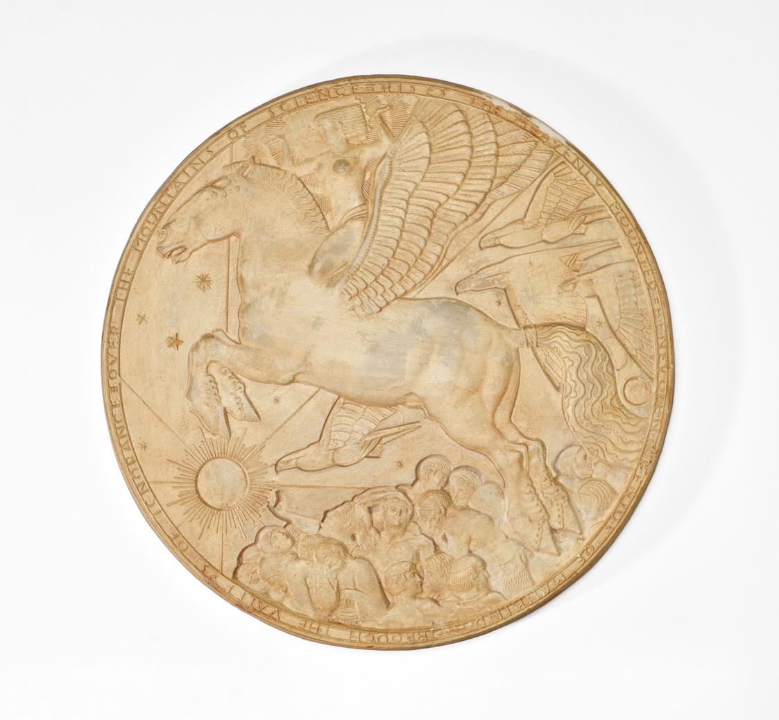 Franz Hejda, Der Genius der Menschheit, 1951, Gips, 39,5 × 3,5 cm, Belvedere, Wien, Inv.-Nr. 12…