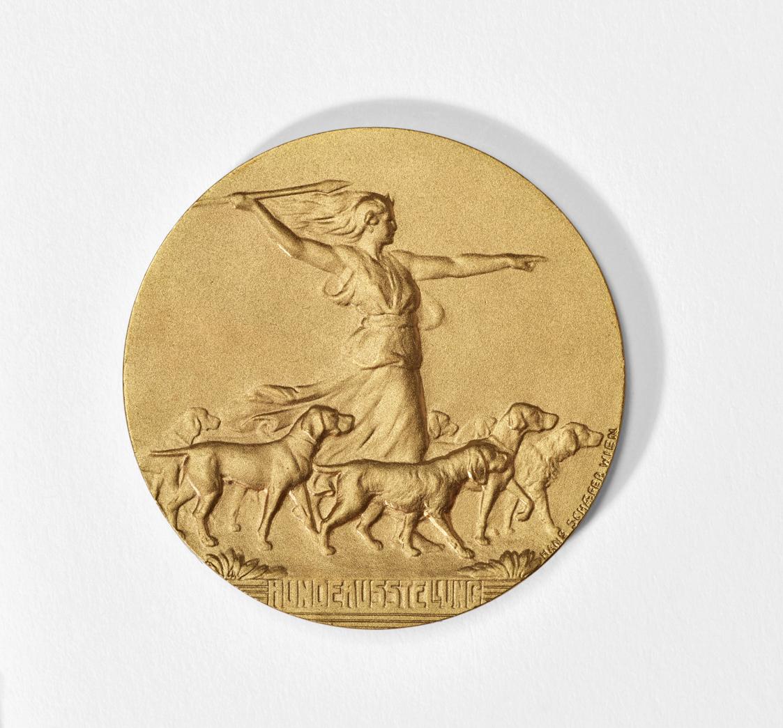 MEDAILLE DER ERSTEN INTERNATIONALEN JAGDAUSSTELLUNG WIEN. HUNDEAUSSTELLUNG