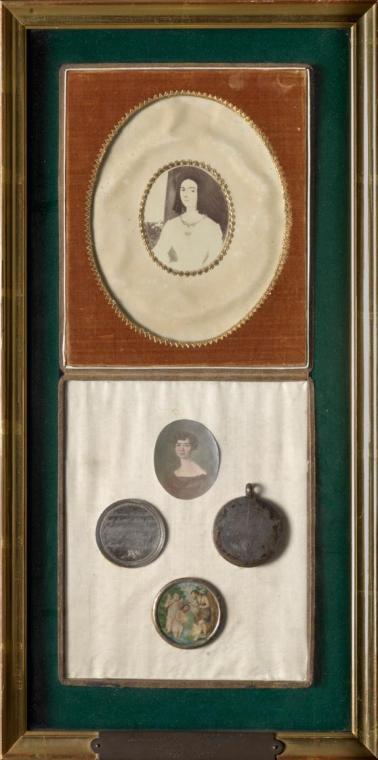 Unbekannter Künstler, Schatulle mit fünf montierten Objekten, undatiert, Verschiedene Materiali…