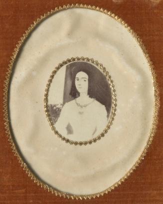 Unbekannter Künstler, Damenporträt, undatiert, Zeichnung auf Papier, oval: 6 × 5 cm, Belvedere,…