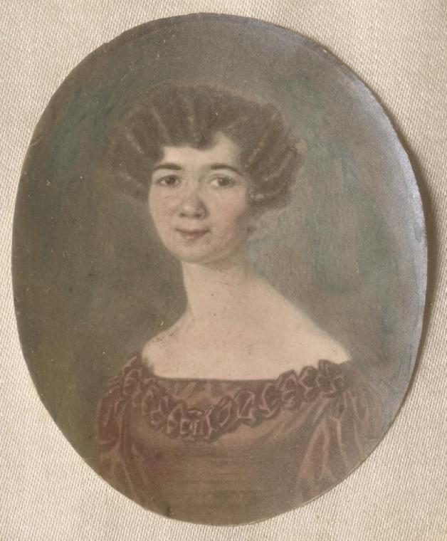 Unbekannter Künstler, Porträt einer Dame (Katharina Waldmüller, geb. Weidner?), undatiert, Goua…