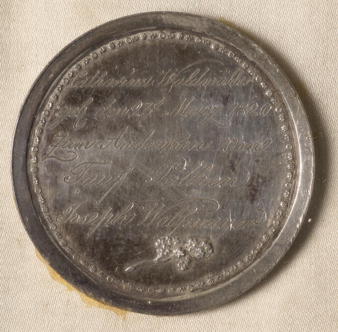 Unbekannter Künstler, Taufmünze Katharina Waldmüller, 1820, Silber, 4 cm, Belvedere, Wien, Inv.…