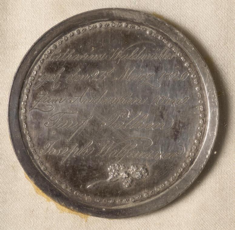 Unbekannter Künstler, Taufmünze Katharina Waldmüller, 1820, Silber, 4 cm, Belvedere, Wien, Inv.…