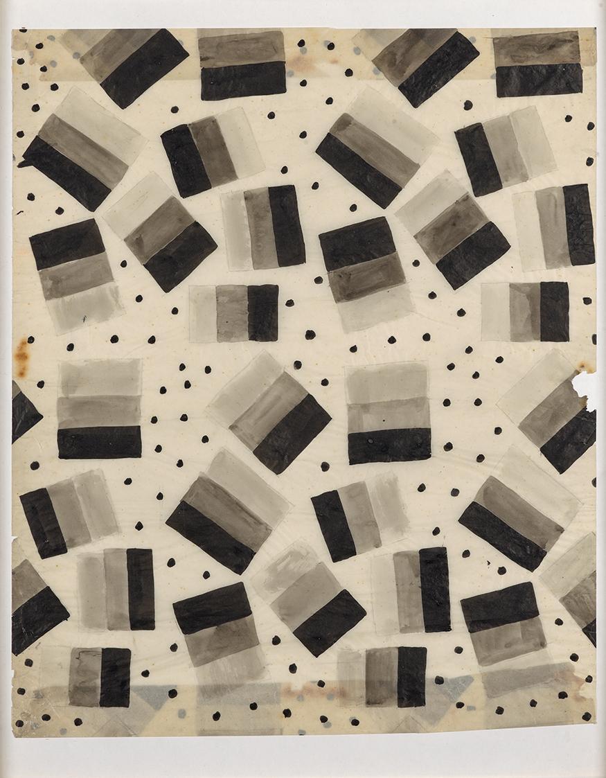 Maria Stadlmayer-Bieber, Flächenmuster s-w, um 1930, Gouache auf Transparentpapier, 54 × 44,5 c…