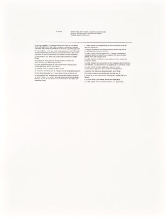Rudolf Schwarzkogler, Text zur 5. Aktion, 1965, Druck, Blattmaße: 64,5 × 50 cm, Belvedere, Wien…