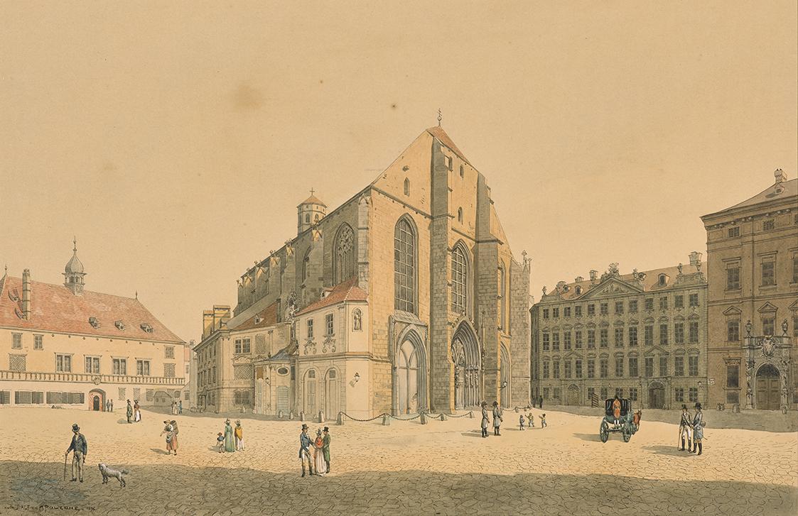 Franz Poledne, Der Minoritenplatz in Wien, 1896, Aquarell, 37,2 × 57,3 cm, Belvedere, Wien, Inv…