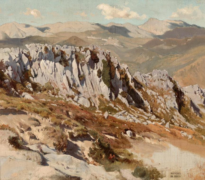 Carl Schuch, Felsenlandschaft bei Olevano, 1870, Öl auf Leinwand, 32,5 × 38 cm, Belvedere, Wien…