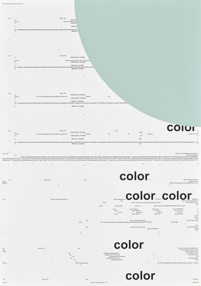 Michael Riedel, Ohne Titel, 2011, Offsetdruck auf Affichenpapier, 17teilig, je: 60,5 × 42 cm, B…