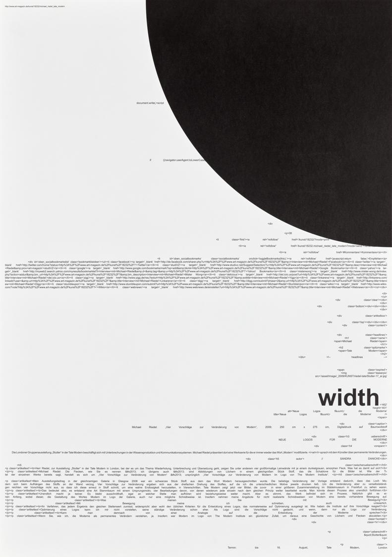 Michael Riedel, Ohne Titel, 2011, Offsetdruck auf Affichenpapier, 17teilig, je: 60,5 × 42 cm, B…