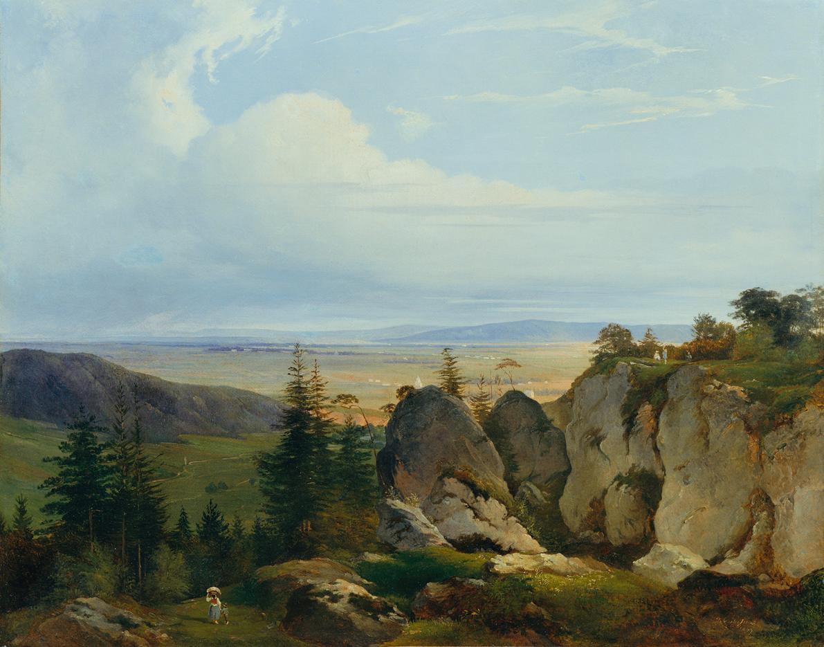 Johann Nepomuk Passini, Die Wiener-Neustädter Heide von Wetzelsdorf aus gesehen, 1843, Öl auf L…