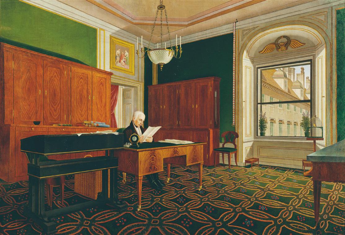 Johann Stephan Decker, Kaiser Franz I. in seinem Arbeitszimmer, nach 1821, Öl auf Leinwand, 109…