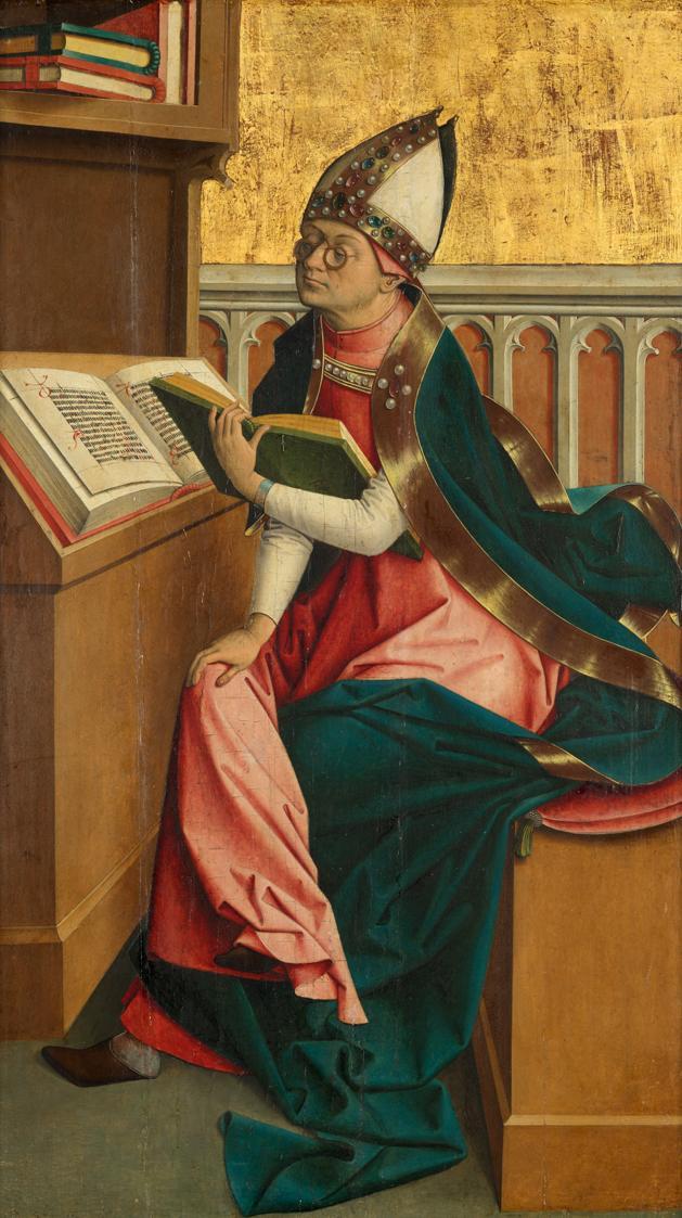 Meister von Großgmain, Hl. Augustinus, um 1498, Malerei auf Tannenholz, 67 × 39,5 cm, Belvedere…