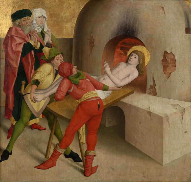 Meister der Veitslegende, Martyrium des hl. Veit (Innenseite)
Christus vor Kaiphas (Außenseite…