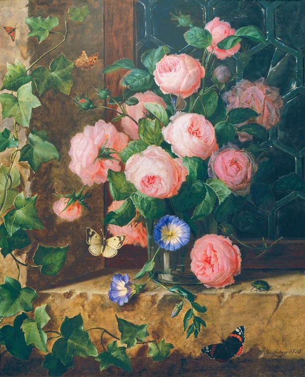 Josef Lauer, Blumenstillleben, 1839, Öl auf Leinwand, 52,5 x 45 cm, Belvedere, Wien, Inv.-Nr. 8 ...