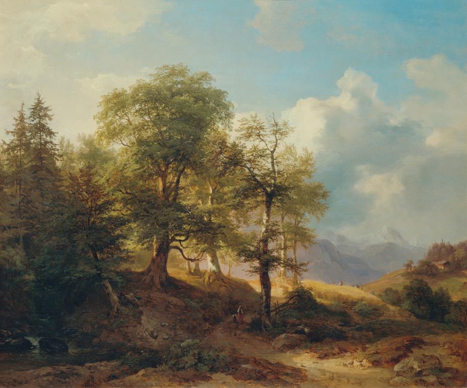 Joseph (Martin) Höger, Sommerlandschaft im Hochgebirge, 1856, Öl auf Leinwand, 79,5 x 95 cm, Be…