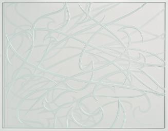 Maria Hahnenkamp, Ornament 2, 2012, Glasbild; Weissglas mit Sandstrahlung in flacher und mittle…