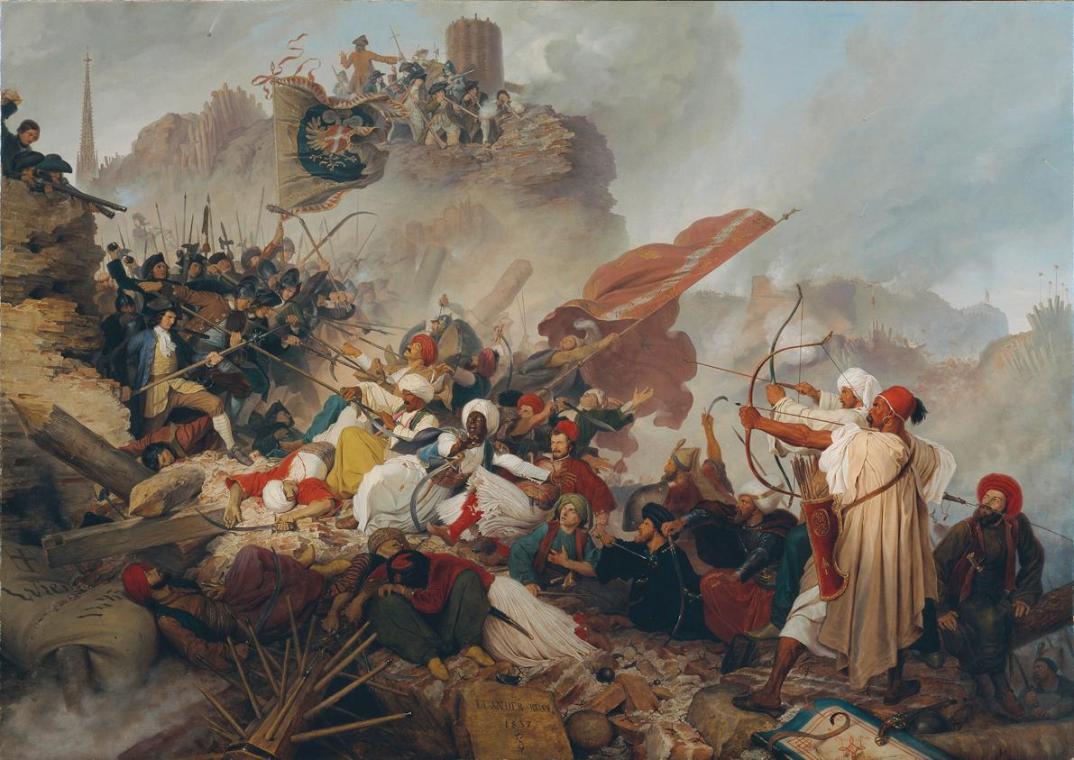 Leander Russ, Sturm der Türken auf die Löwelbastei, 1837, Öl auf Leinwand, 207 x 285 cm, Belved ...