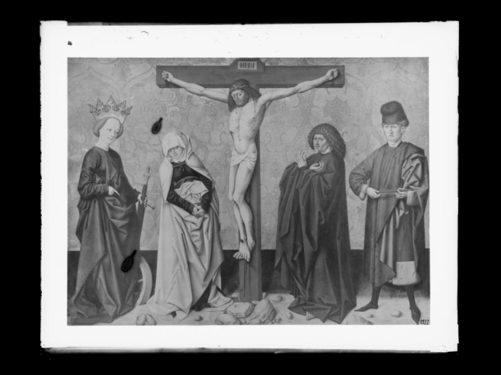 Josef Löwy – k. u. k. Hof-Photograph, Kunst- und Verlags-Anstalt, Christus am Kreuz mit Heilige…